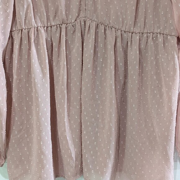 Torrid Women's Sheer Dusty Pink Tunic, Size 2, Peplum Style, Vneck, Long Sleeve - Picture 8 of 16